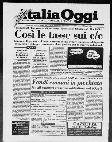 Italia oggi : quotidiano di economia finanza e politica